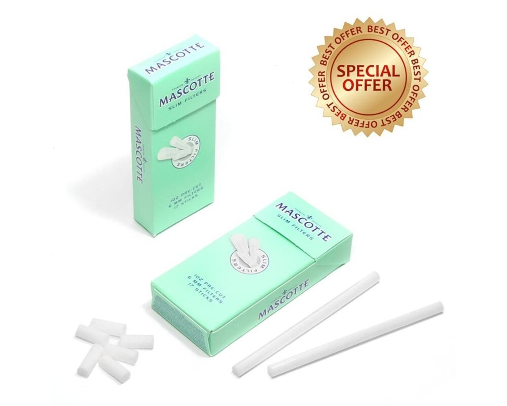 Mascotte | 6mm Slim Premium Filter Tips | 2x 102 Pack | Smoking Pipes